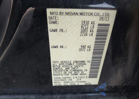 2014 Nissan Altima 2.5 Sv from USA, damaged, VIN 1N4AL3AP4EC147023